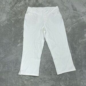 Belle By Kim Gravel Tall Delray White Denim Capri Pants Size 14T a0170